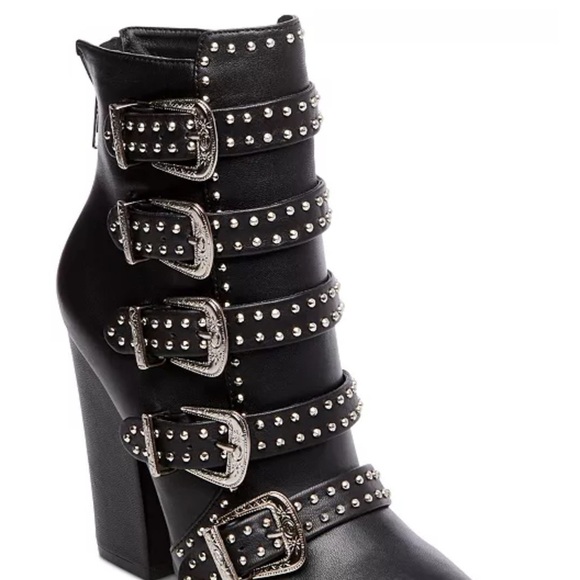 Steve Madden Comet Western Studded Heeled Black Boots 8.5 - Picture 2 of 7